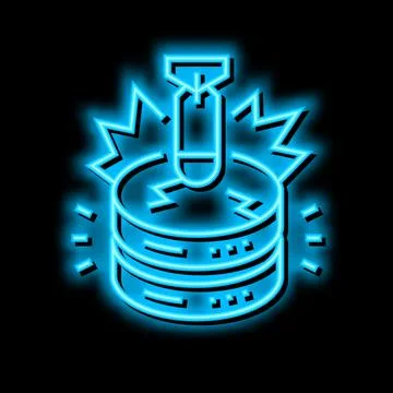 Attack database neon glow icon illustration 库存插图