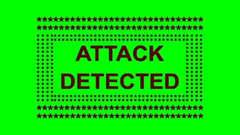 Attack detected cybersecurity warning message asterisk red flash animation Stock Footage 337785390