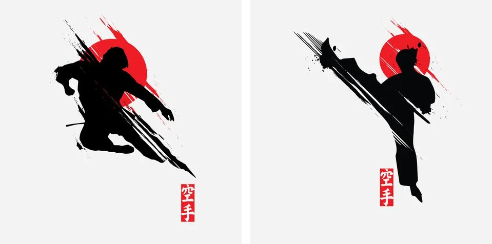Attack fighting technique silhouette vector illustration. Stock Illustration