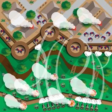 Attack on the fortress. Stock Illustration