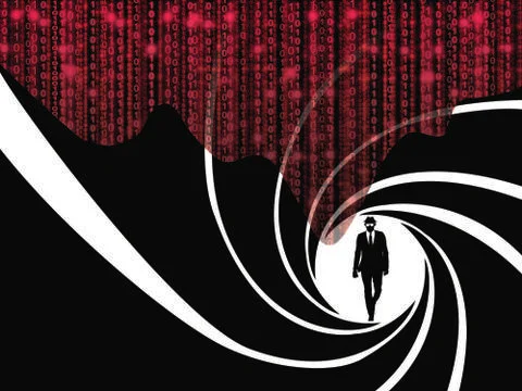 Attack the hacker seen through a gunbarrel Stock Illustration