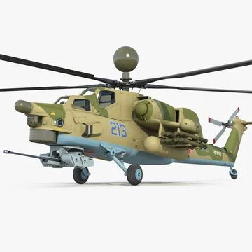 Attack Helicopter MI-28N Havoc with Radar Station 3D Model