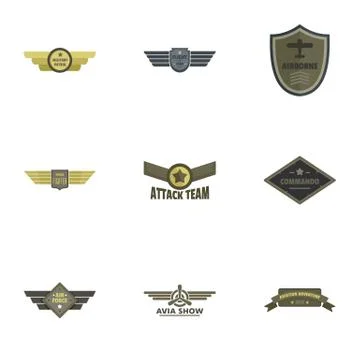 Attack icons set, flat style Stock Illustration