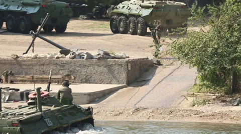 Attack infantry fighting vehicles Stock Footage 40341836