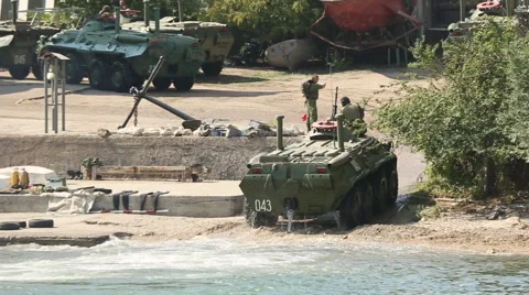 Attack infantry fighting vehicles Stock Footage 40342380