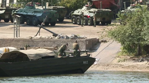 Attack infantry fighting vehicles Stock Footage 40342487