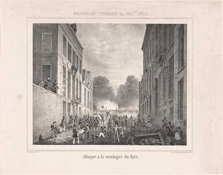 Attack at the Parc Royal in Brussels, 1830; Bruxelles Vendredi 24 Sep.bre.... 写真素材