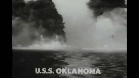 The attack on Pearl Harbor happens without warning during the 1940s Stock Footage 102138680