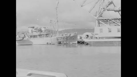 Attack on Pearl Harbor - Midget Submarine raised from Harbor in 1960 Video stock 183612096