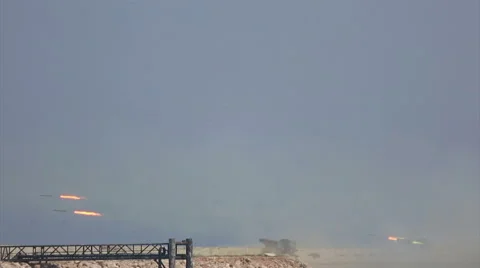 Attack rocket launchers Grad Stock Footage 67012731