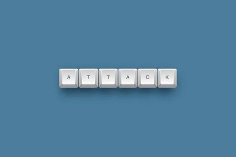 Attack text on a 3d keyboard button with shadow concept series 스톡 일러스트