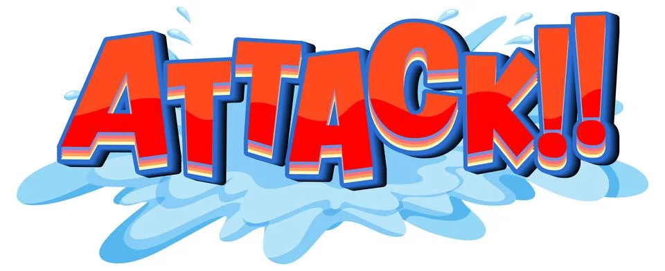 Attack Text design on white background 库存插图