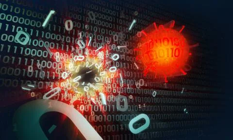 Attack of virus on computer Stock Illustration
