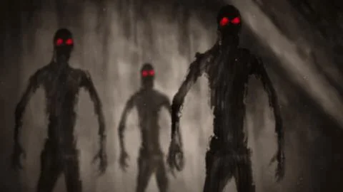 Attack zombies inside tomb. Stock Illustration