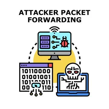Attacker packet forwarding digital vulnerability concept 스톡 일러스트