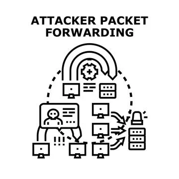 Attacker packet forwarding in network security system Ilustración de archivo