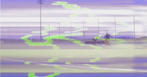 Attacker receiving pass and accelerating to score while trajectory line tracing Stock Footage 318010496