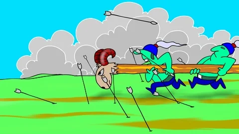 Attacking to the castle gate by ram head. Stock Footage 98135689