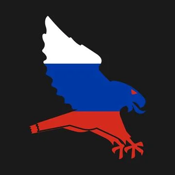 An attacking eagle symbolizing the aggressive, militant Russian Federation un Stock Illustration