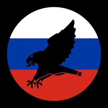 An attacking eagle symbolizing the aggressive, militant Russian Federation un Stock Illustration