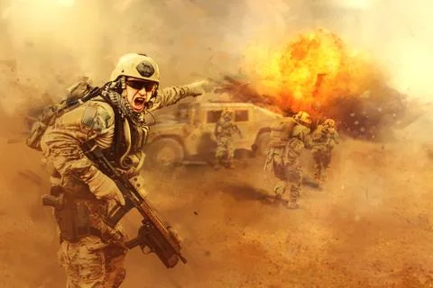 Attacking the enemy Stock Illustration