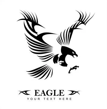 Attacking Falcon, Flying Eagle, spread out its feather Stock Illustration