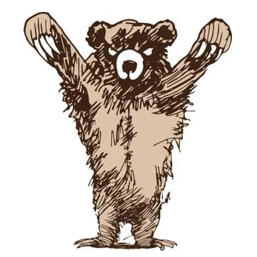 Attacking grizzly bear Stock Illustration