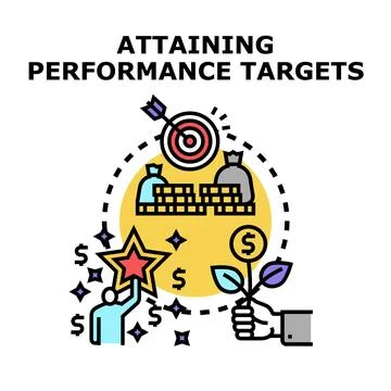 Attaining business performance targets reaching success Stock Illustration