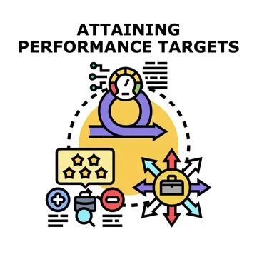 Attaining performance targets strategy and business result Stock Illustration