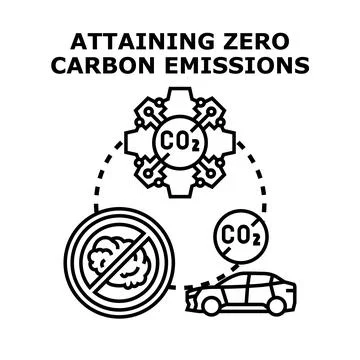 Attaining zero carbon emissions concept for sustainable future Stock Illustration
