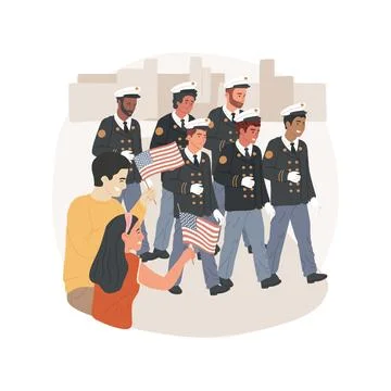 Attend a parade isolated cartoon vector illustration. Illustrazione stock