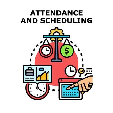 Attendance and scheduling concept managing work time and employees Stock Illustration