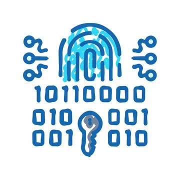Attendance system biometric icon doodle illustration Stock Illustration