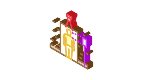 Attendance system biometric isometric icon animation Stock Footage 327282458