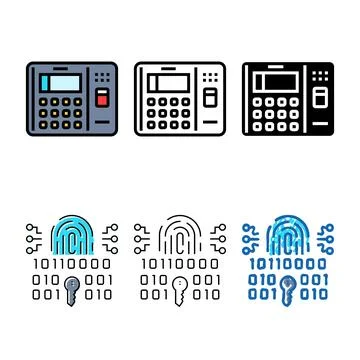 Attendance system multistyle biometric color icon vector Stock-Illustration