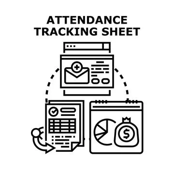 Attendance tracking sheet illustrating data management concepts Stock Illustration