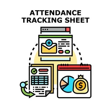 Attendance tracking sheet illustrating data management concepts Stock Illustration