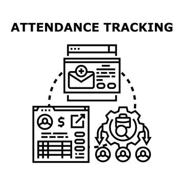 Attendance tracking system managing employee information online Stock Illustration