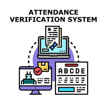 Attendance verification system managing digital education process Stock Illustration