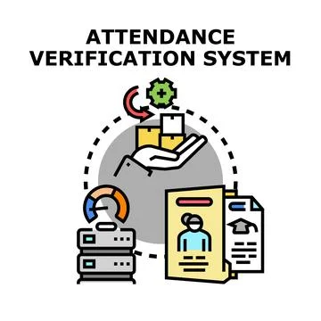 Attendance verification system managing employee student records Stock Illustration