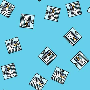 Attendee badge virtual conference vector seamless pattern 스톡 일러스트