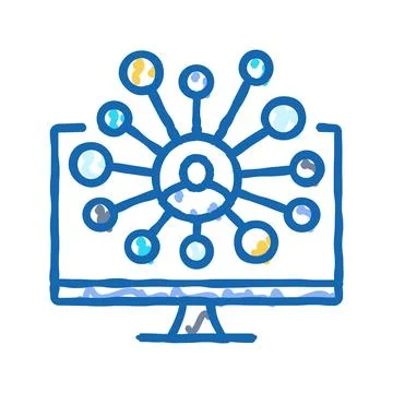 Attendee networking virtual conference icon doodle illustration Stock Illustration