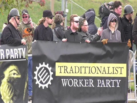 Attendees at a White-supremacist rally Video stock 81665004