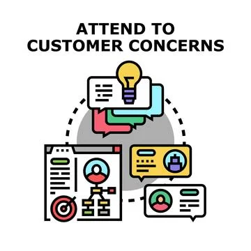Attending to customer concerns and solving problems Stock Illustration
