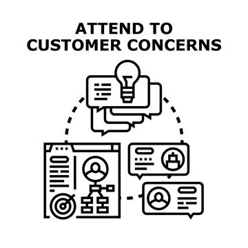 Attending to customer concerns and solving problems Stock Illustration