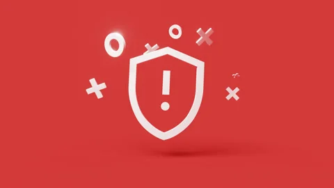 Attention 3d icon on a simple red background 4k seamless animation loop Stock Footage 202119717