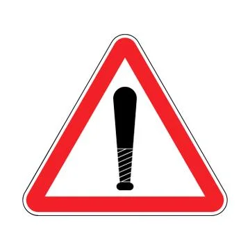 Attention Baseball bat. Caution Weapon Robber. Red Road prohibitory sign. Dan Stock Illustration