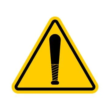Attention Baseball bat. Caution Weapon Robber. Red Road prohibitory sign. Dan Stock Illustration