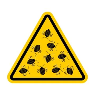 Attention Bed bug . Caution bedbug. Yellow triangle road sign Stock Illustration