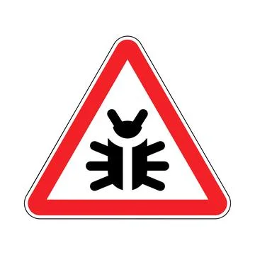 Attention Beetle sign. Caution Bug symbol. Red road sign Stock Illustration